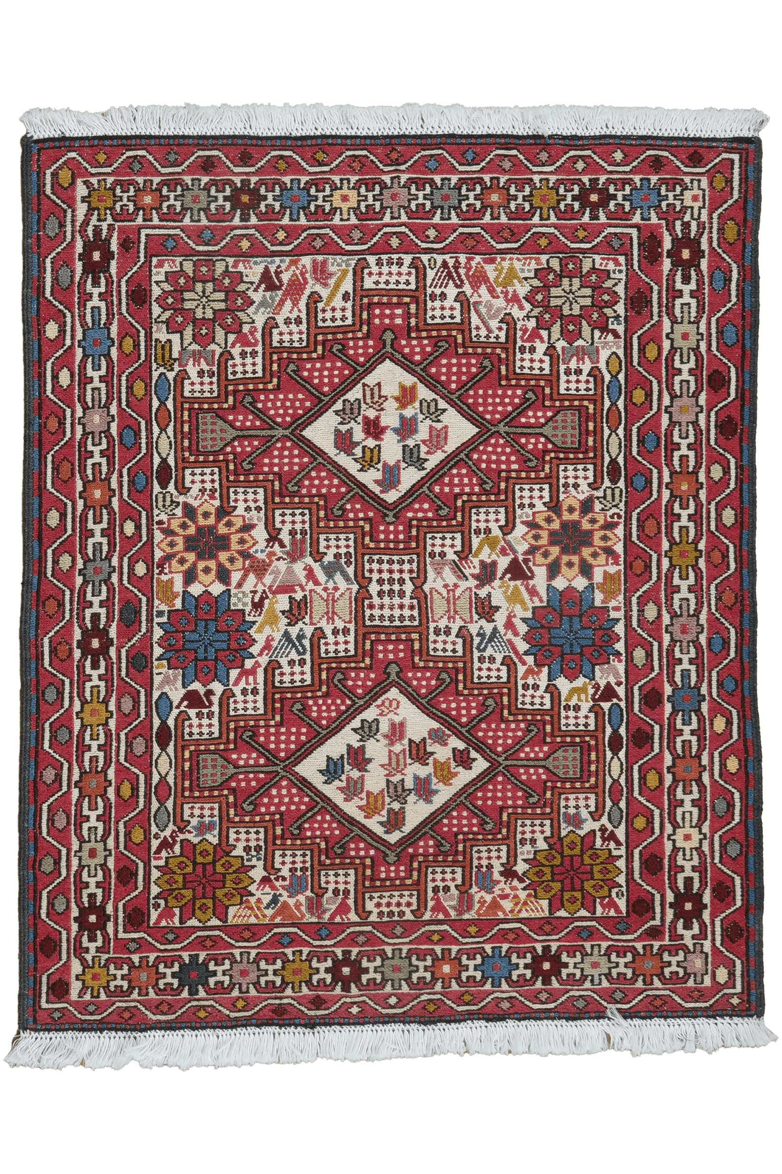 Sumak Shahsavan — Handmade, 77x94 cm, Beige, 100% Virgin Wool | Main view