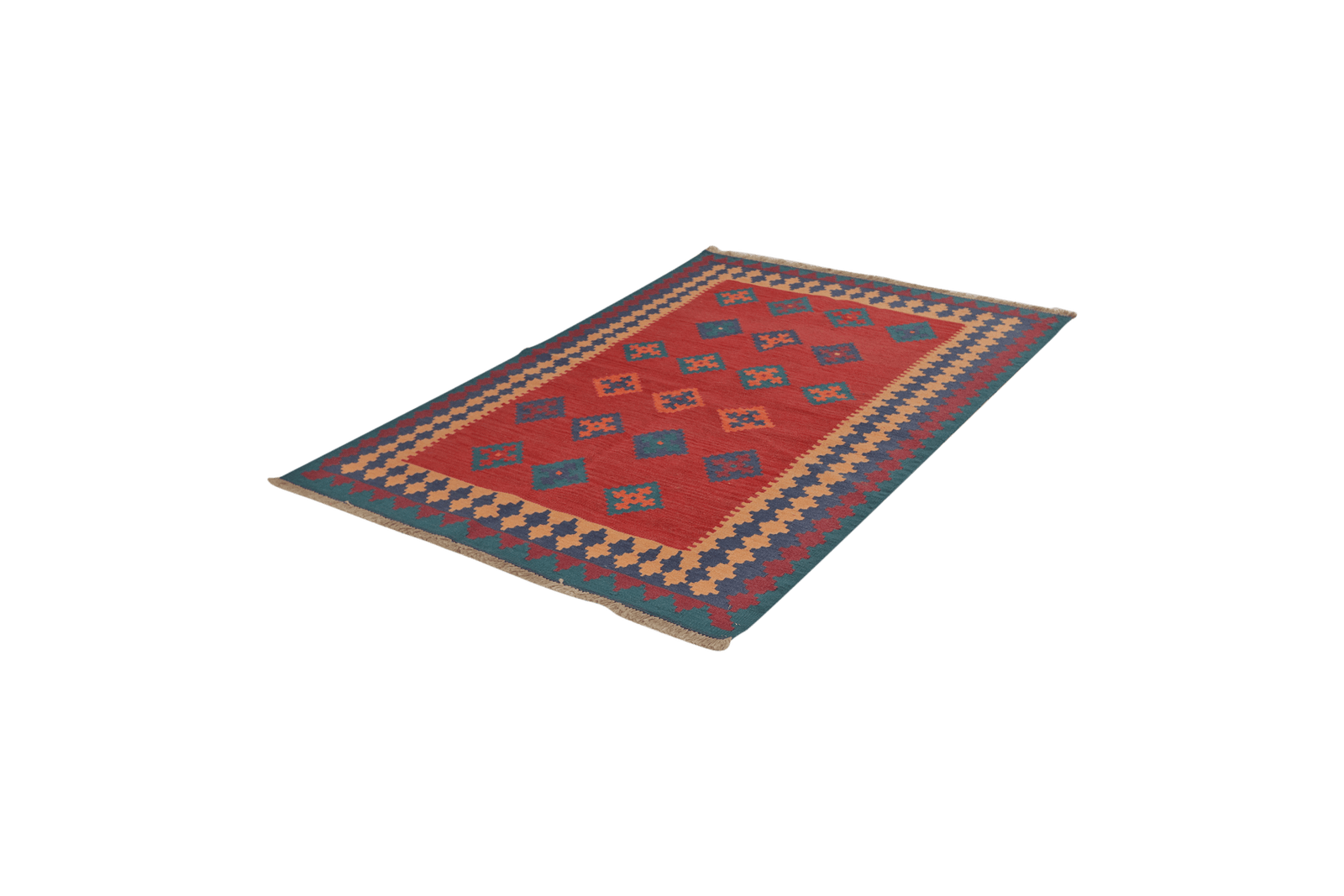 Kelim Gashgai — Handmade, 125x176 cm, Red, 100% Virgin Wool | View 5