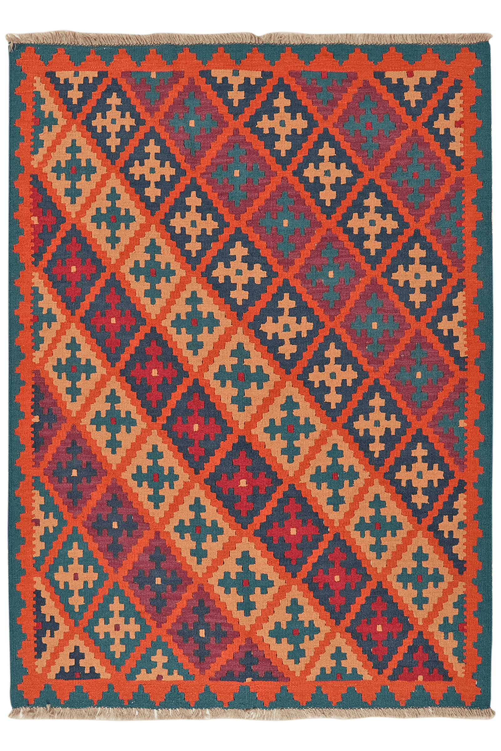 Kelim Gashgai — Handmade, 127x171 cm, Multicolor, 100% Virgin Wool | Main view