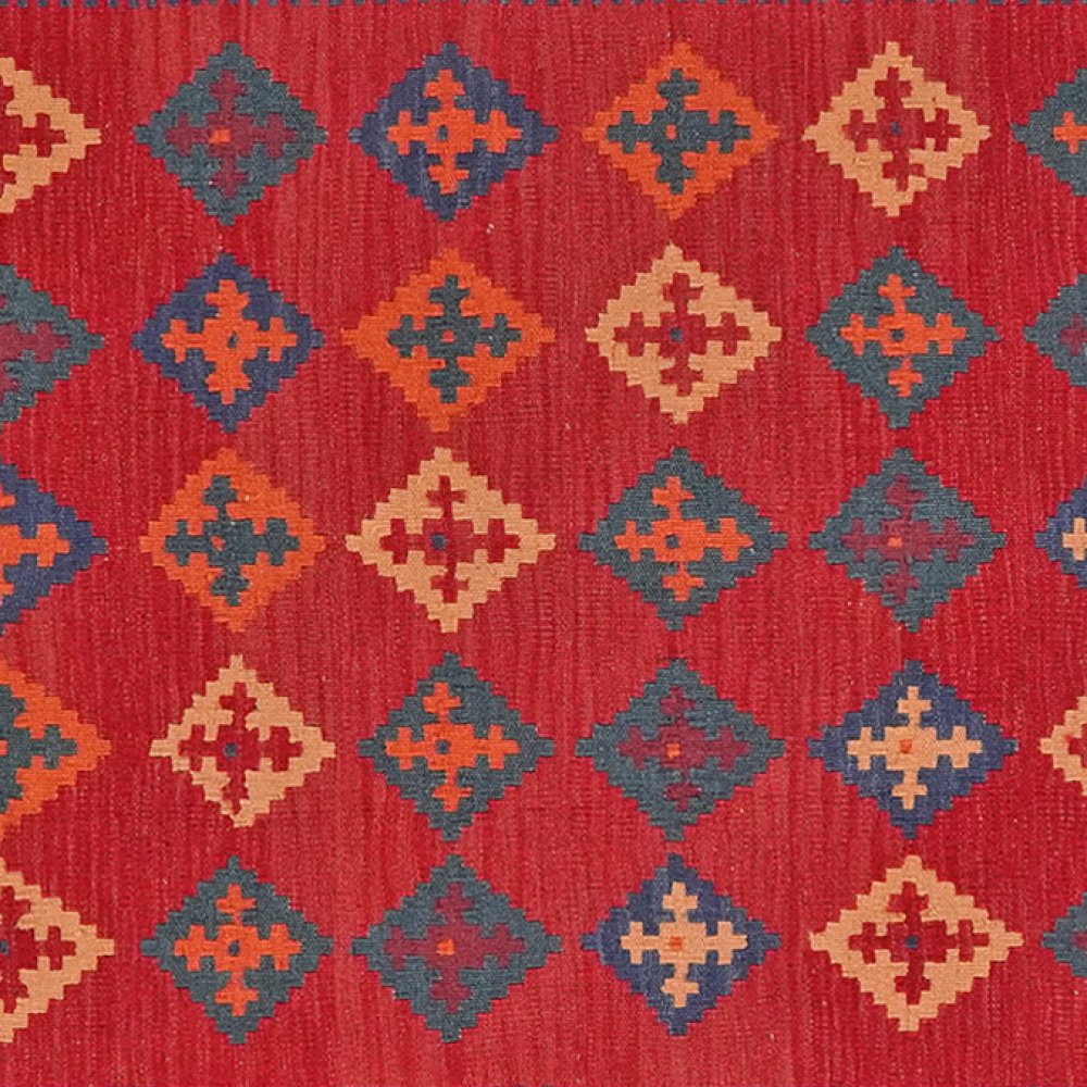 Kelim Gashgai — Handmade, 126x178 cm, Red, 100% Virgin Wool | View 4