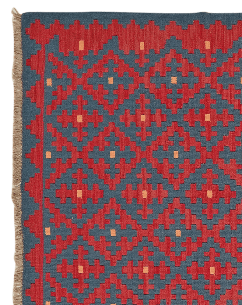 Kelim Gashgai — Handmade, 122x176 cm, Blue, 100% Virgin Wool | View 3