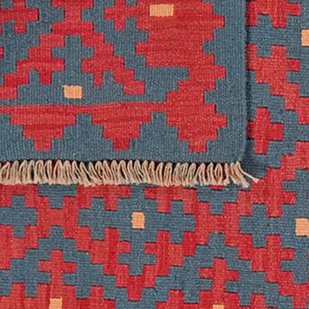 Kelim Gashgai — Handmade, 122x176 cm, Blue, 100% Virgin Wool | View 6