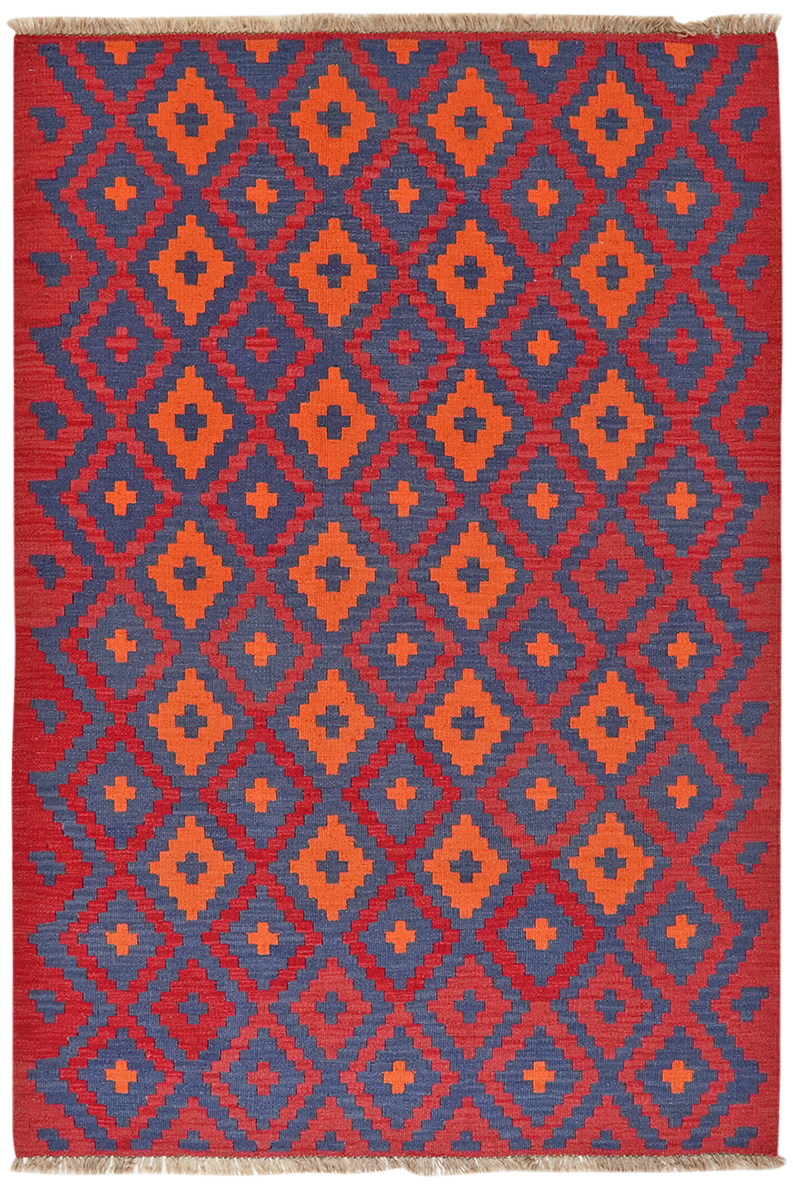 Kelim Gashgai — Handgefertigt, 183x125 cm, Rot, 100% Virgin Wool | Main view