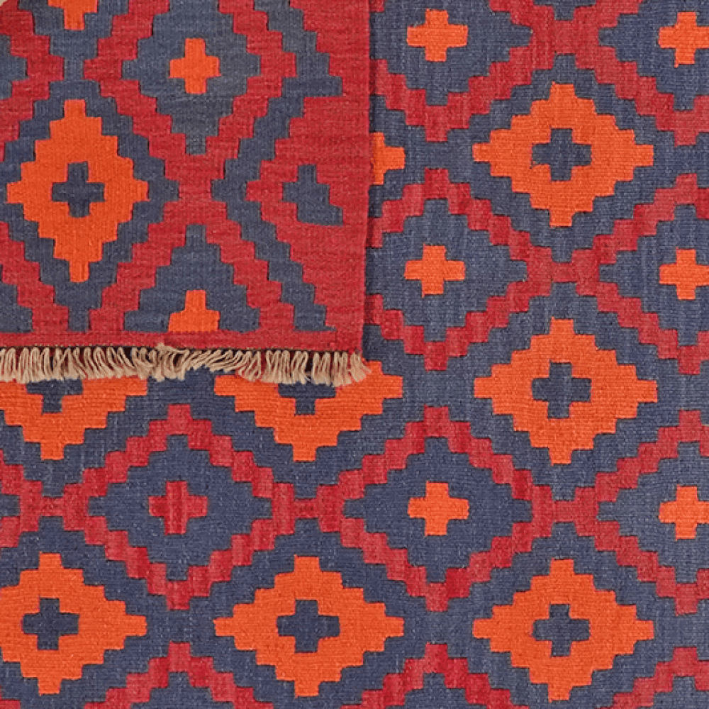 Kelim Gashgai — Handmade, 125x183 cm, Red, 100% Virgin Wool | View 6