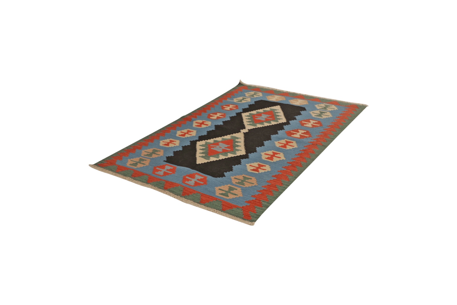 Kelim Gashgai — Handmade, 126x181 cm, Black, 100% Virgin Wool | View 5