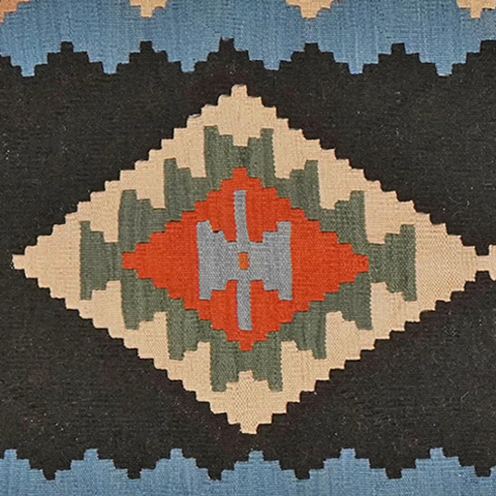 Kelim Gashgai — Handgefertigt, 181x126 cm, Blau, 100% Virgin Wool | View 5