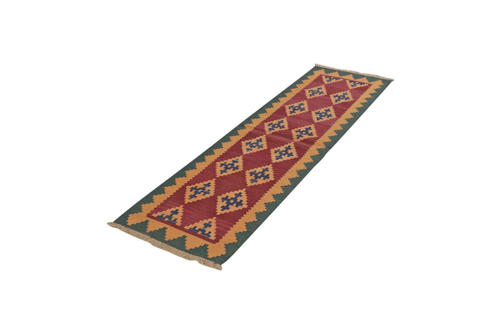 Kelim Gashgai — Handmade, 57x200 cm, Violett, 100% Virgin Wool | View 5