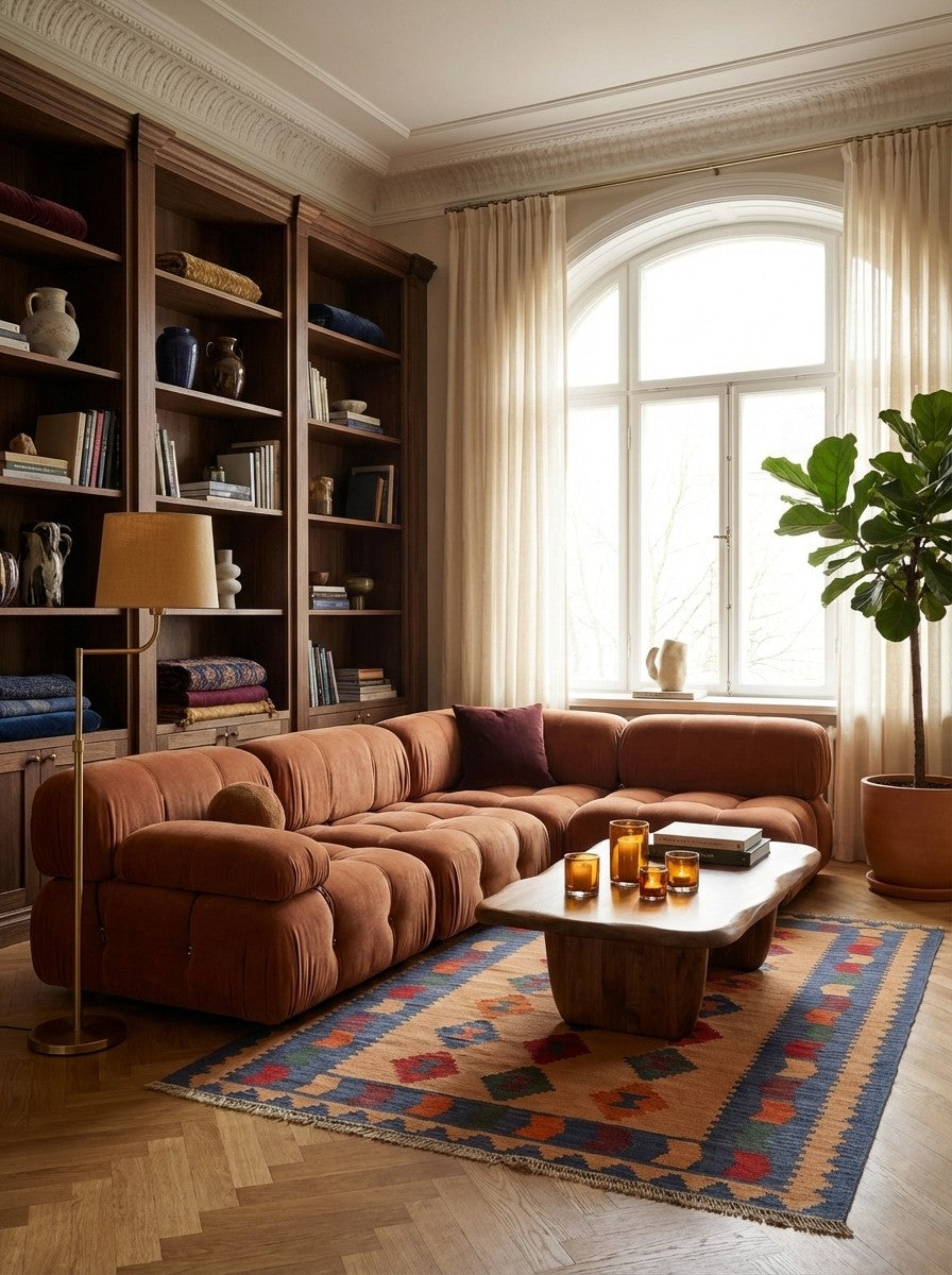 Kelim Gashgai — Handmade, 127x180 cm, Beige, 100% Virgin Wool | Back view