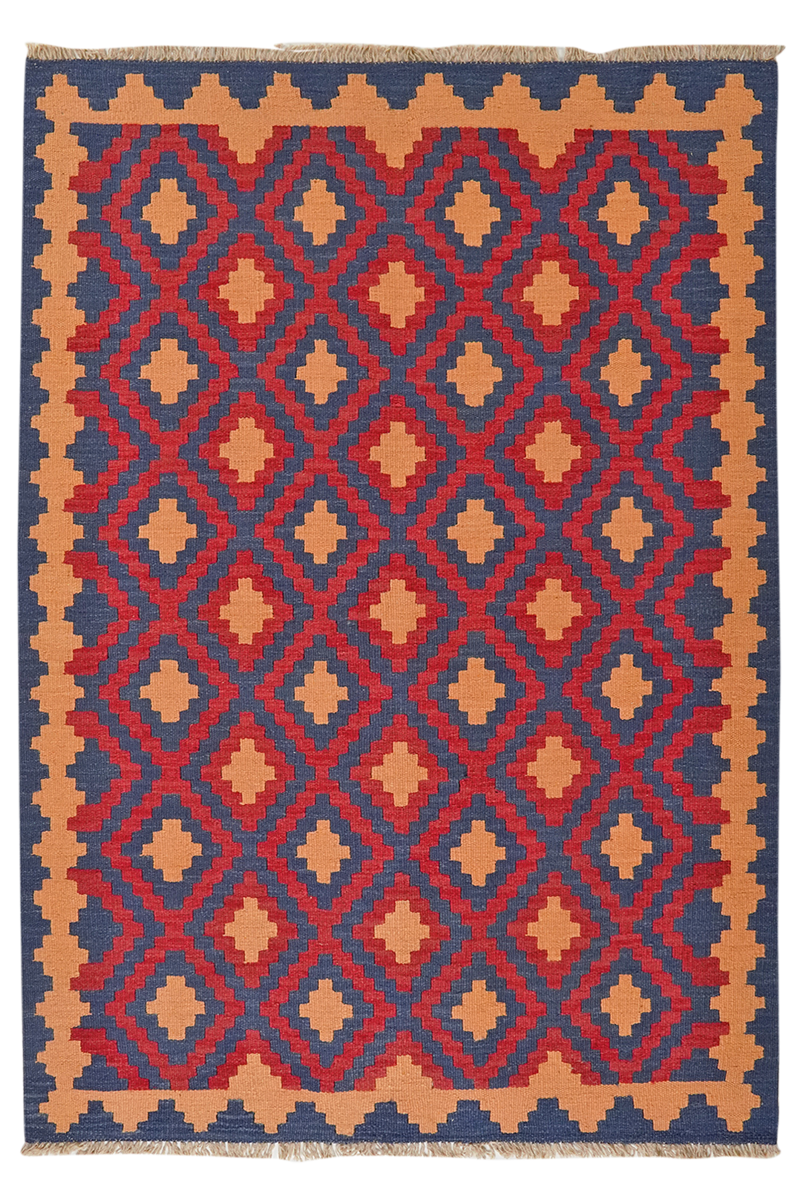 Kelim Gashgai — Handgefertigt, 182x129 cm, Beige, 100% Virgin Wool | Main view