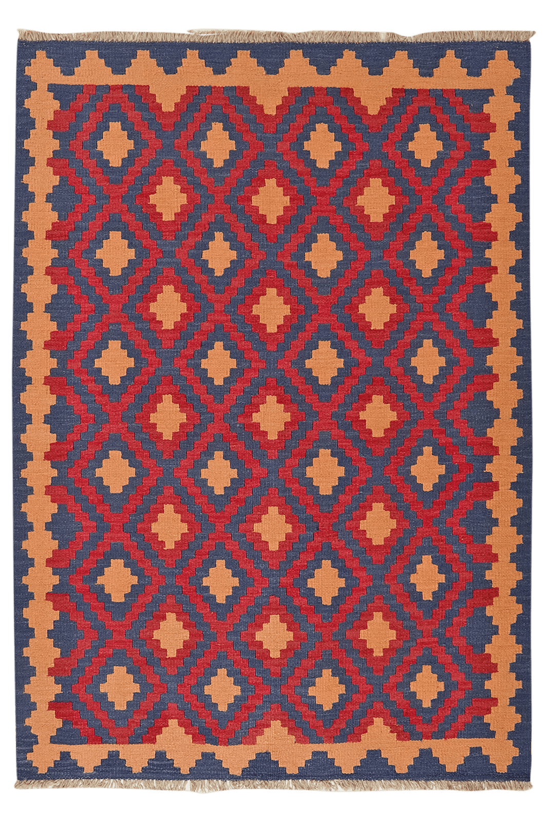 Kelim Gashgai — Handmade, 129x182 cm, Red, 100% Virgin Wool | Main view