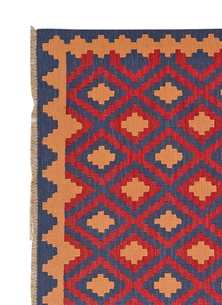 Kelim Gashgai — Handmade, 129x182 cm, Red, 100% Virgin Wool | View 3