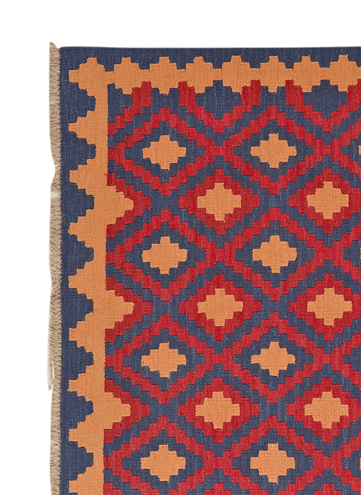 Kelim Gashgai — Handmade, 129x182 cm, Red, 100% Virgin Wool | View 3