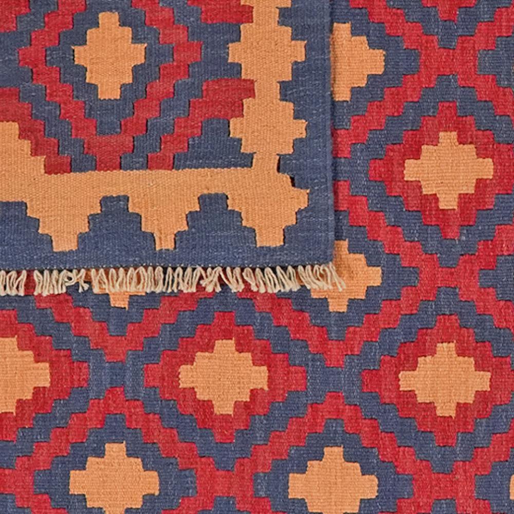 Kelim Gashgai — Handmade, 129x182 cm, Red, 100% Virgin Wool | View 6