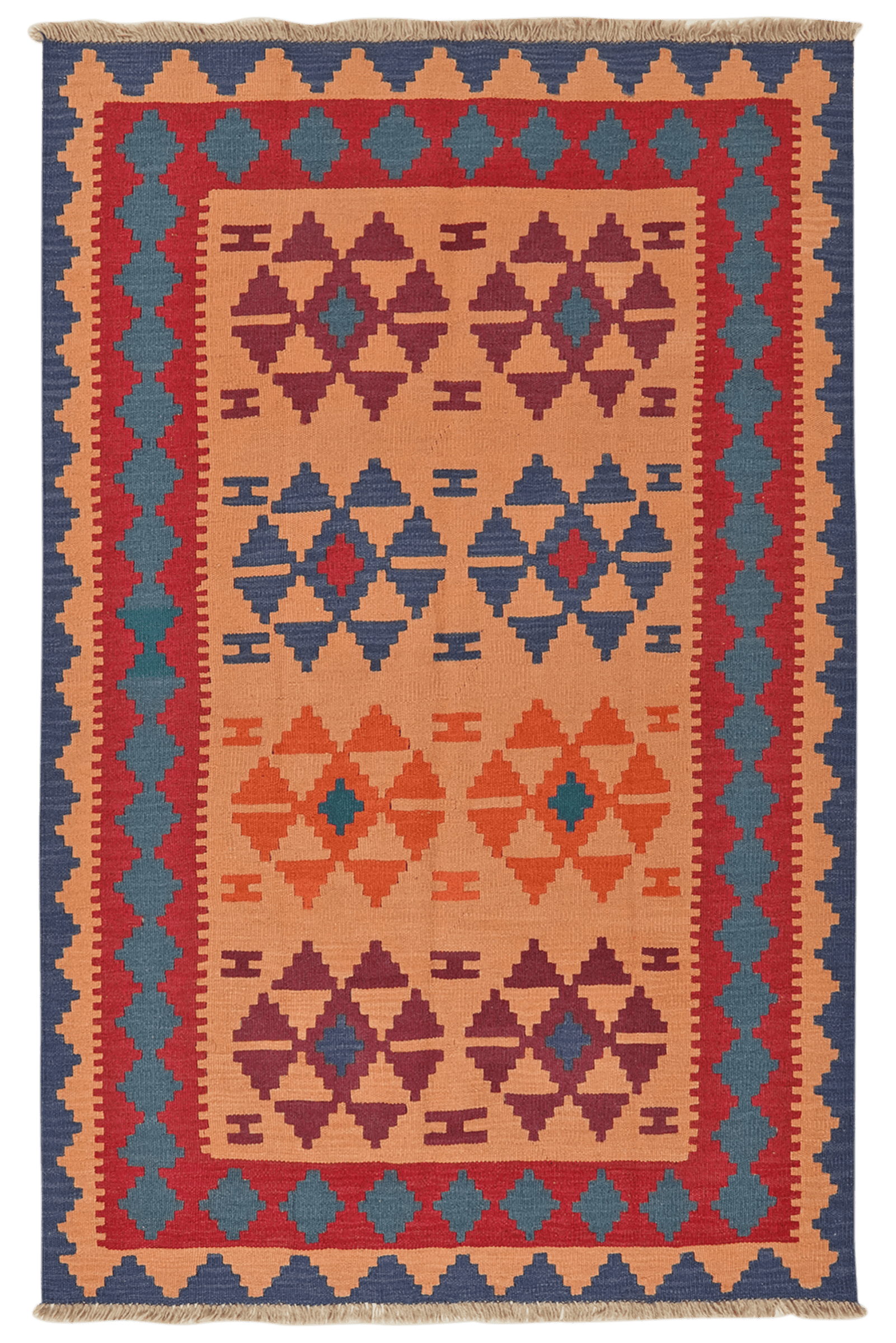 Kelim Gashgai — Handmade, 122x189 cm, Beige, 100% Virgin Wool | Main view