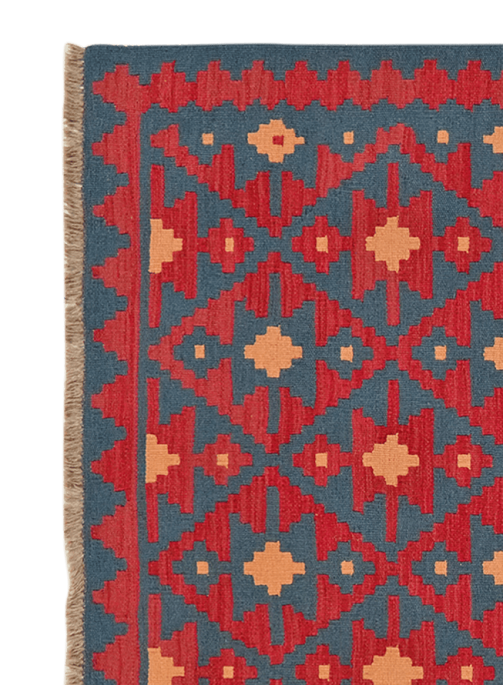 Kelim Gashgai — Handmade, 123x180 cm, Red, 100% Virgin Wool | View 3
