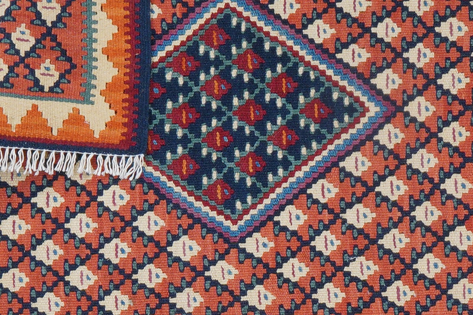 Kelim Senneh — Handmade, 62x88 cm, Red, 100% Virgin Wool | View 6