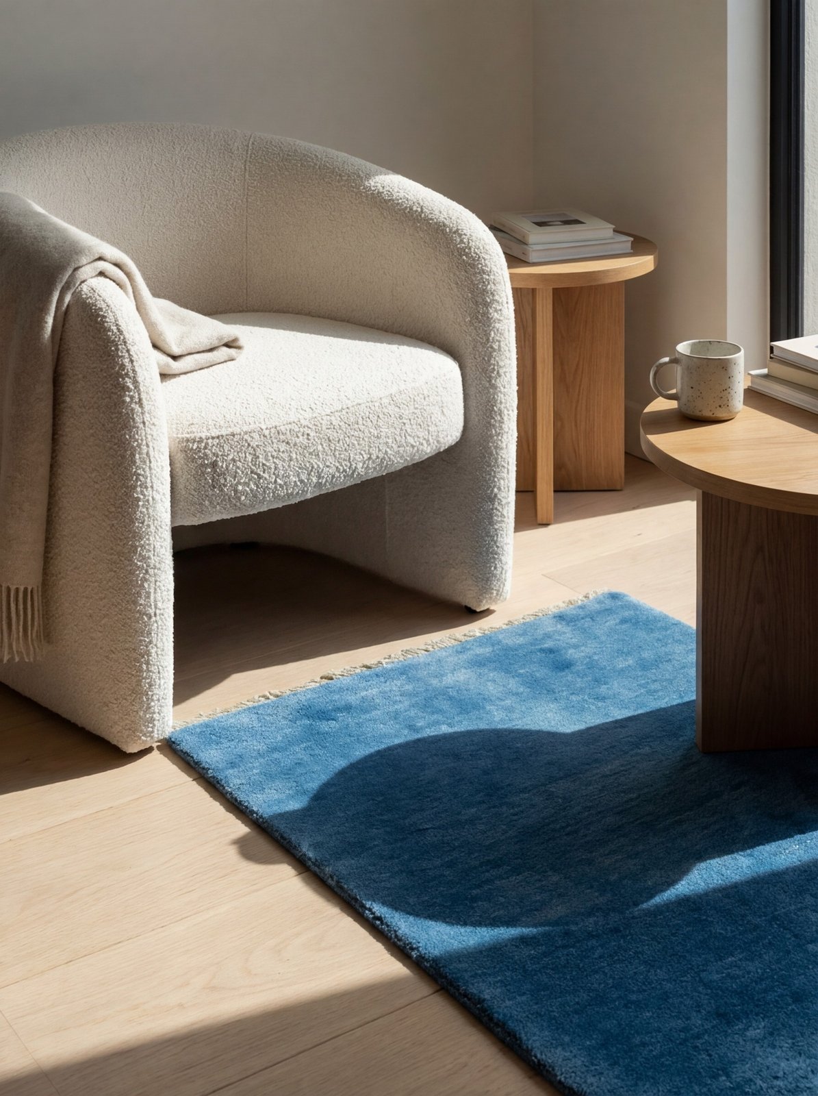 Gabbeh — Hand-knotted, 65x87 cm, Blue, 100% Virgin Wool | Detail view