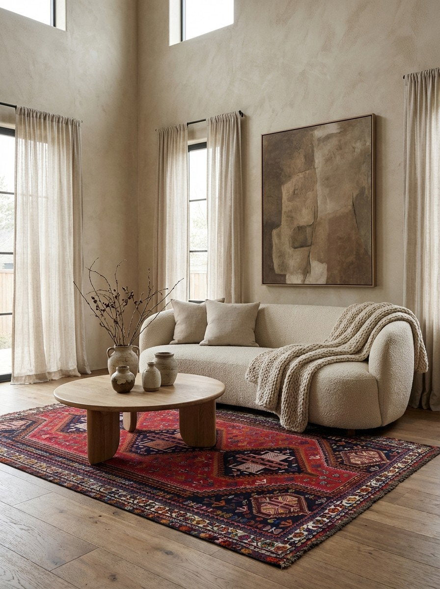 Gashgai — Handgefertigt, 244x152 cm, Beige, 100% Virgin Wool | Detail view