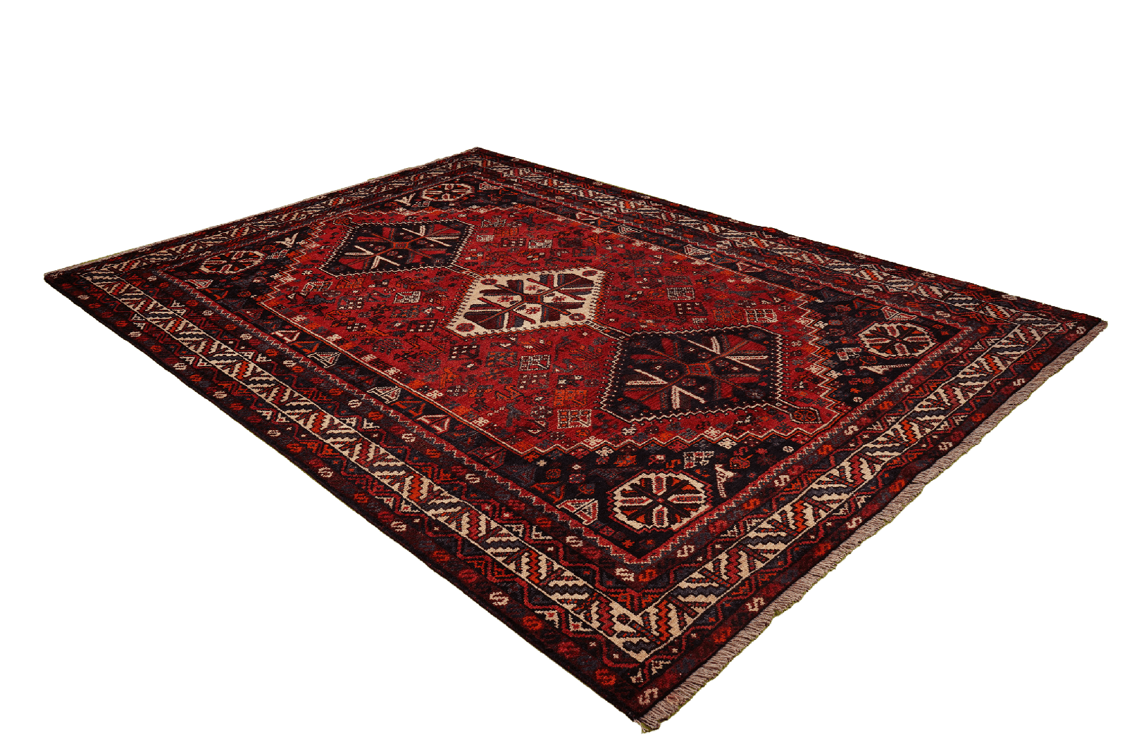 Gashgai — Hand-knotted, 210x293 cm, Red, 100% Virgin Wool | View 4