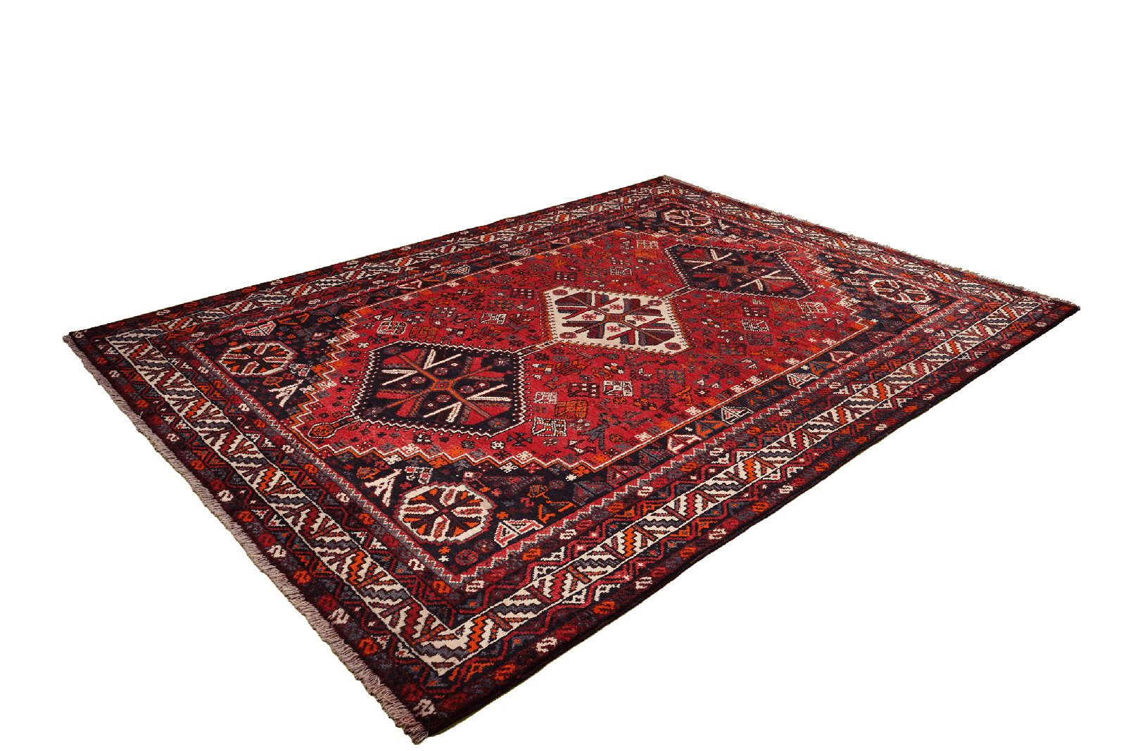 Gashgai — Hand-knotted, 210x293 cm, Red, 100% Virgin Wool | View 5