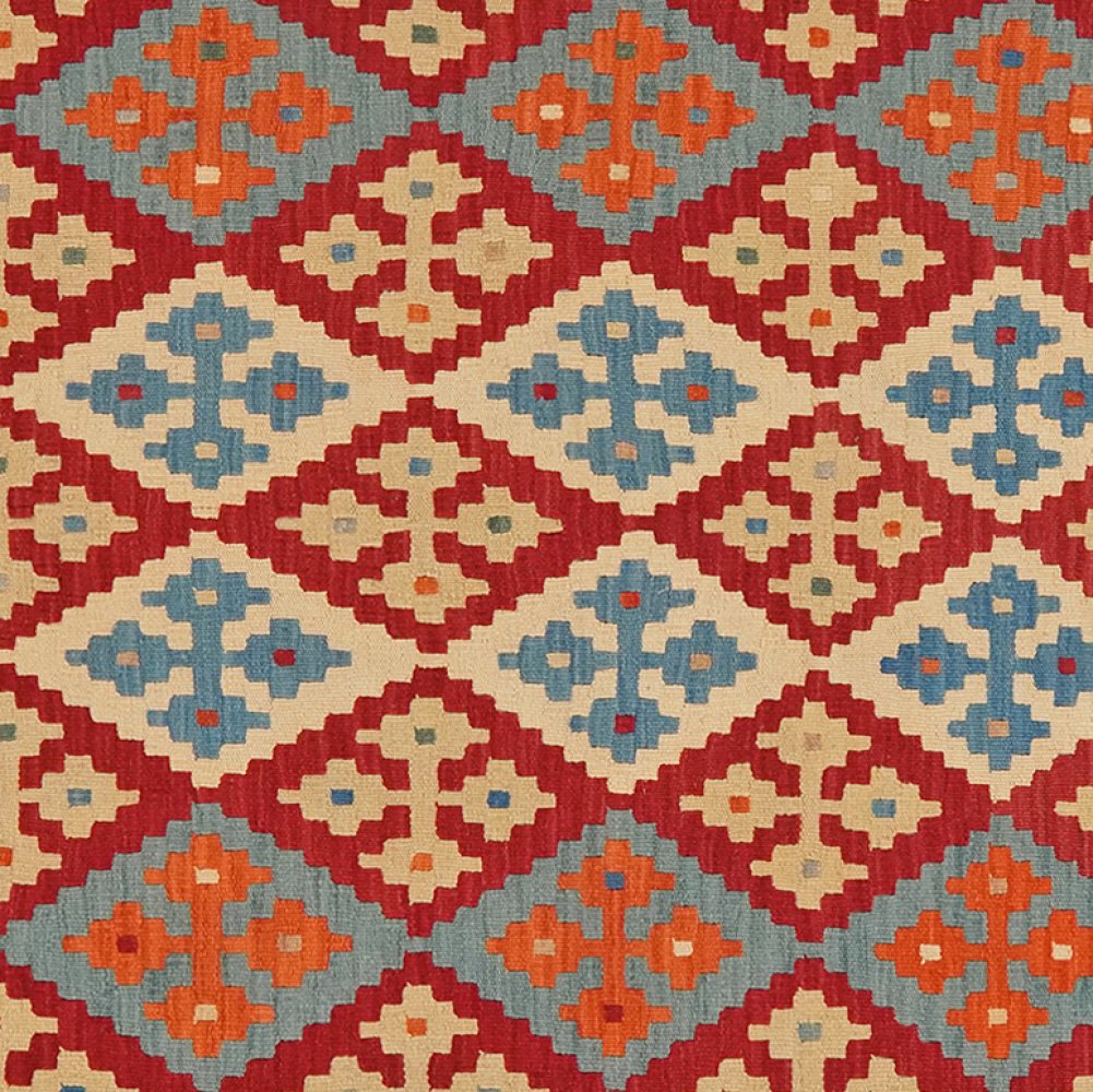 Kelim Gashgai — Handmade, 159x202 cm, Red, 100% Virgin Wool | View 4