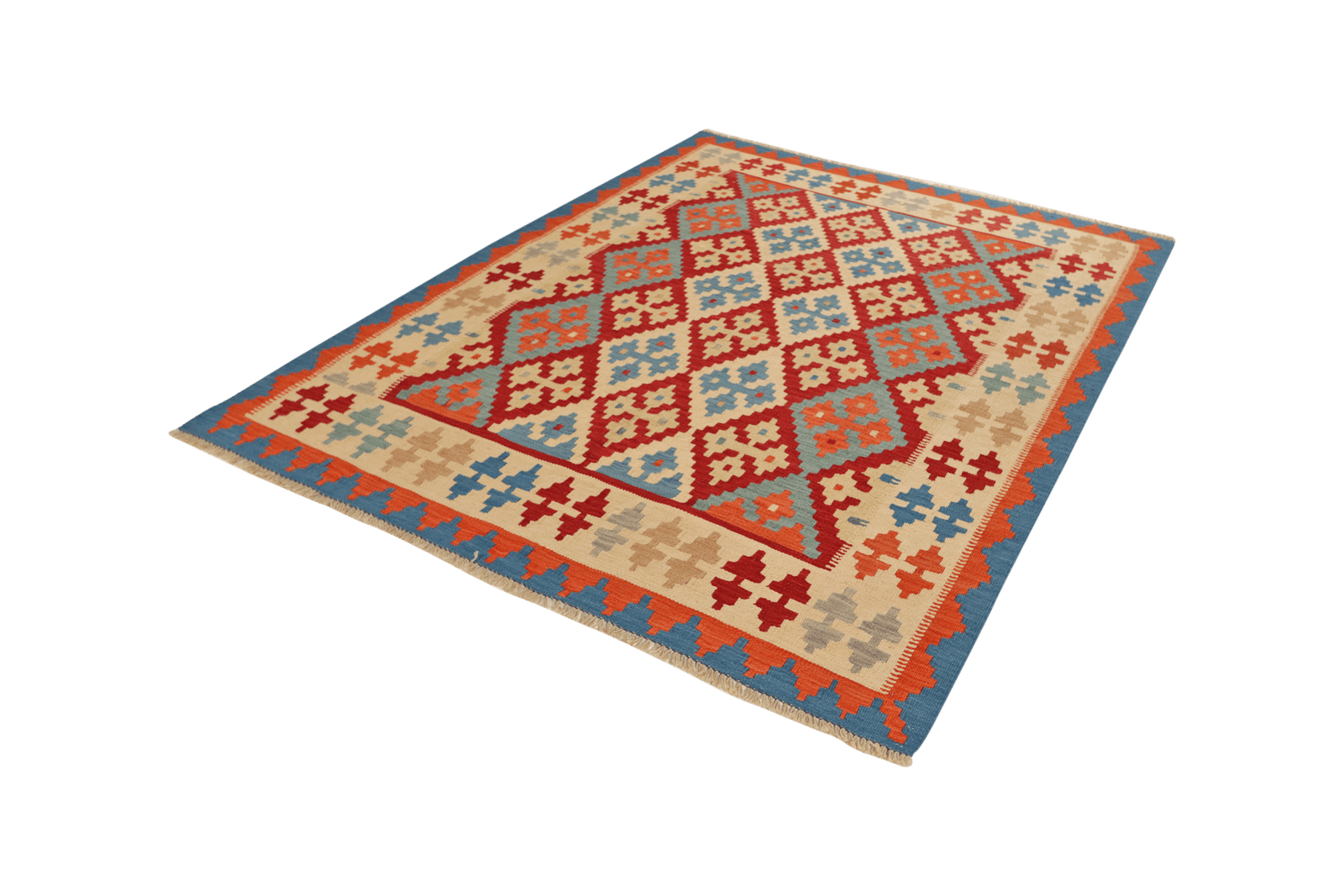 Kelim Gashgai — Handmade, 159x202 cm, Red, 100% Virgin Wool | View 5