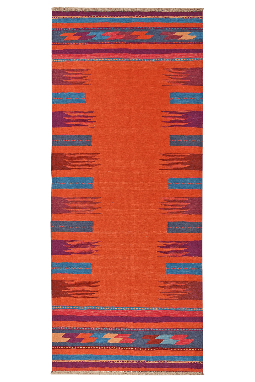 Kelim Gashgai — Handmade, 106x249 cm, Red, 100% Virgin Wool | Main view