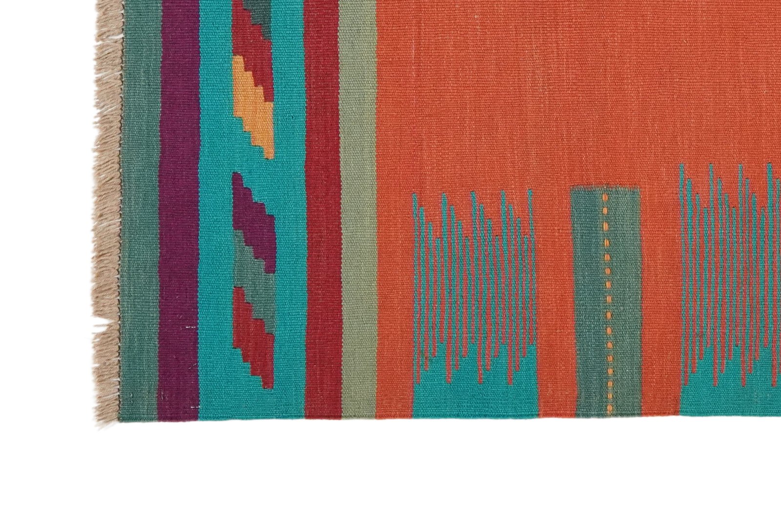 Kelim Gashgai — Handmade, 127x151 cm, Red, 100% Virgin Wool | View 3