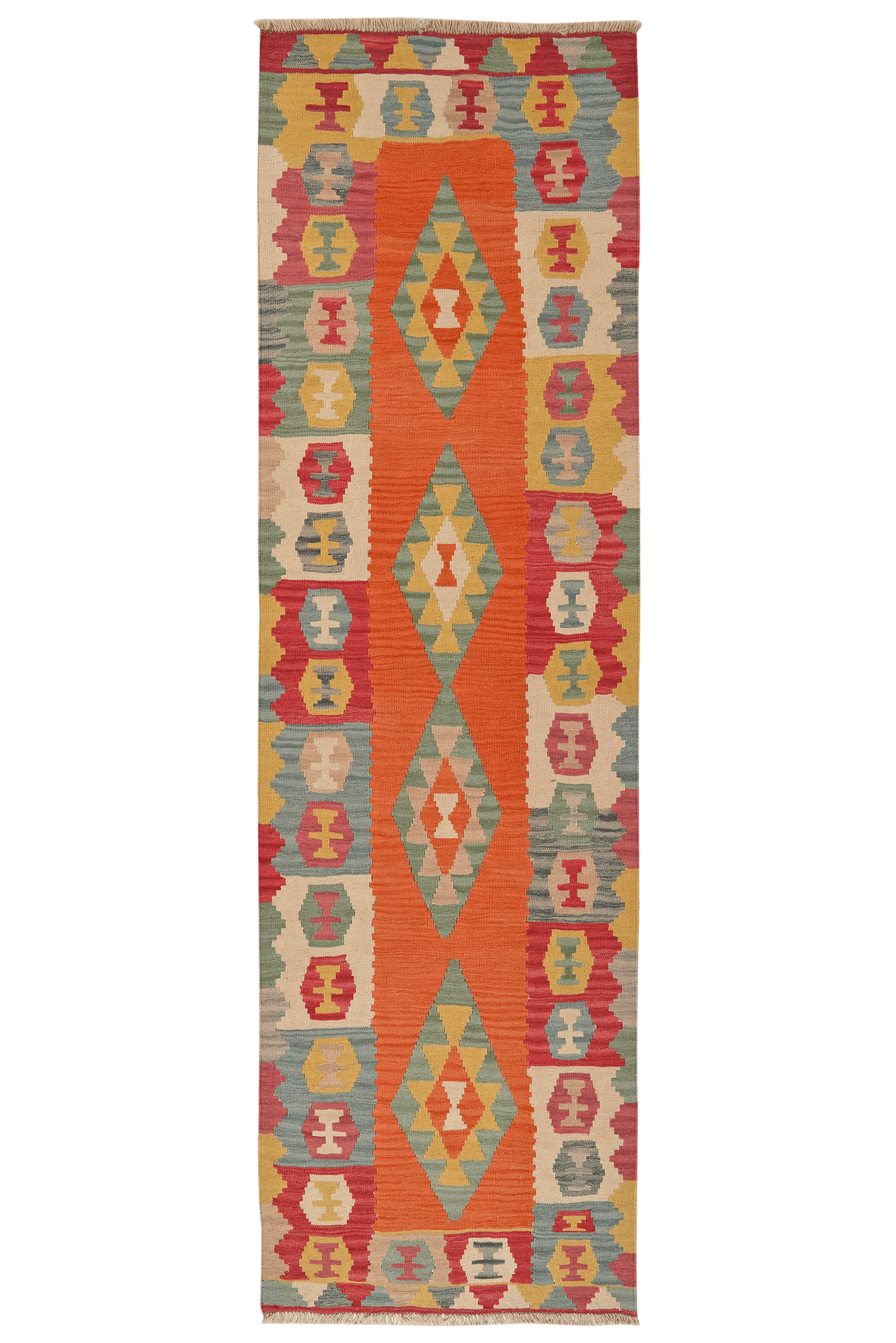 Kelim Gashgai — Handmade, 91x303 cm, Red, 100% Virgin Wool | Main view