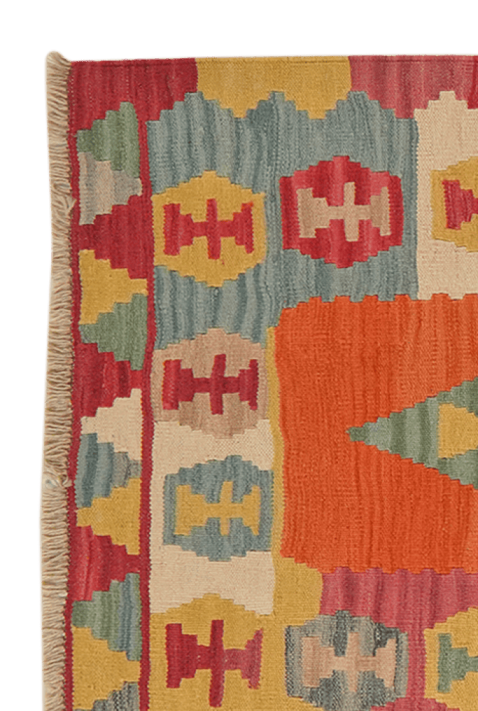 Kelim Gashgai — Handmade, 91x303 cm, Red, 100% Virgin Wool | View 3