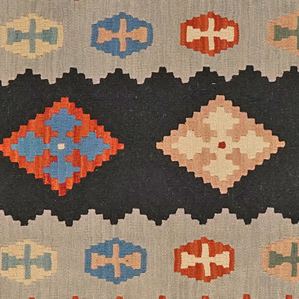 Kelim Gashgai — Handmade, 85x306 cm, Black, 100% Virgin Wool | View 4