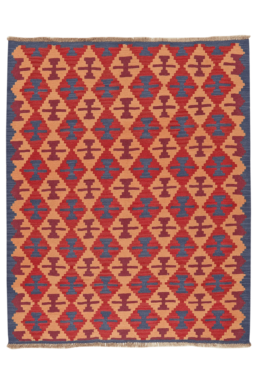 Kelim Gashgai — Handmade, 156x195 cm, Red, 100% Virgin Wool | Main view