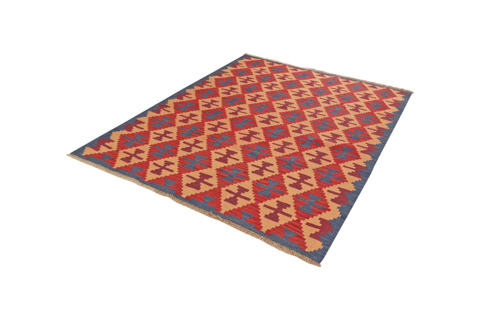 Kelim Gashgai — Handmade, 156x195 cm, Red, 100% Virgin Wool | View 5