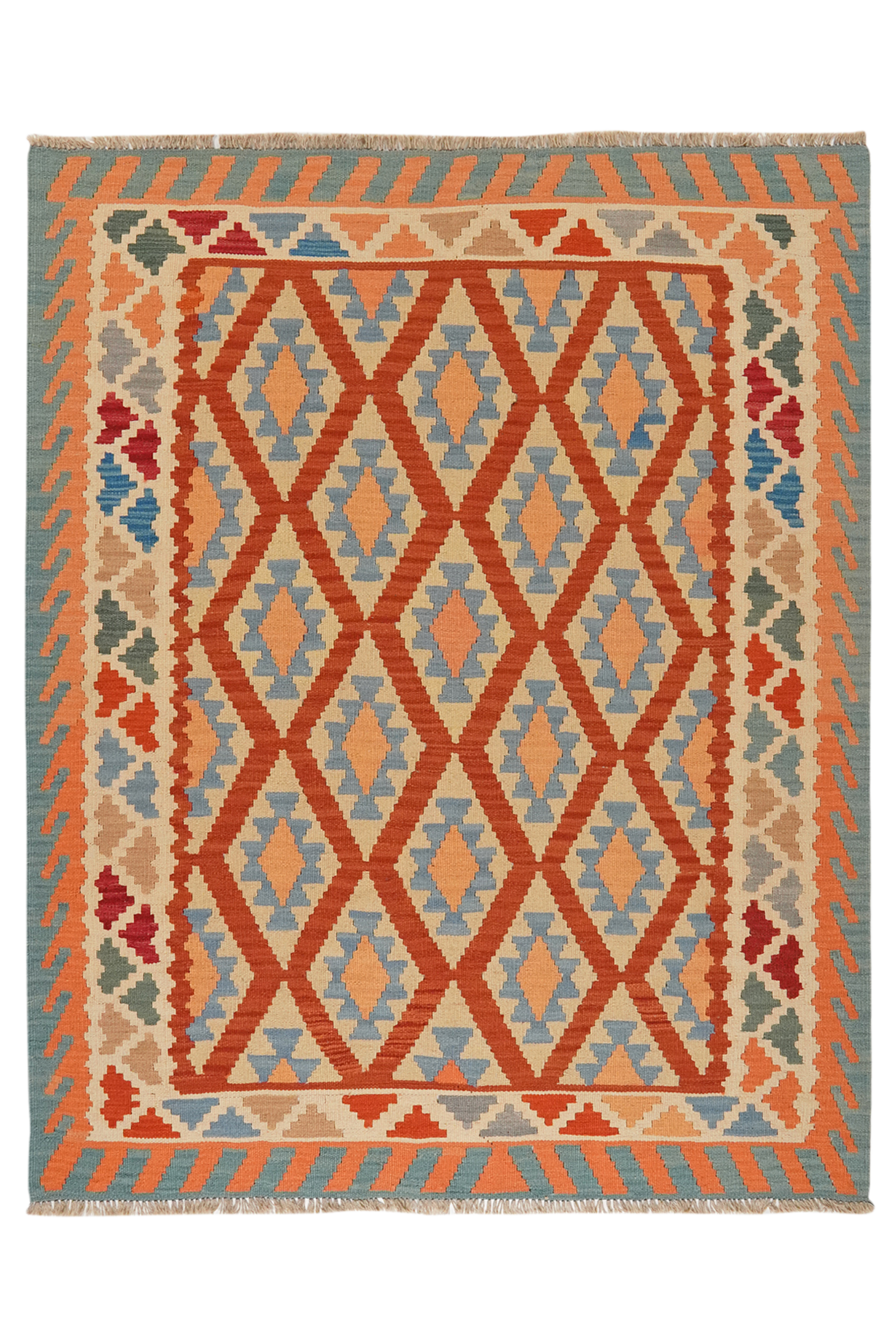 Kelim Gashgai — Handgefertigt, 188x154 cm, Beige, 100% Virgin Wool | Main view