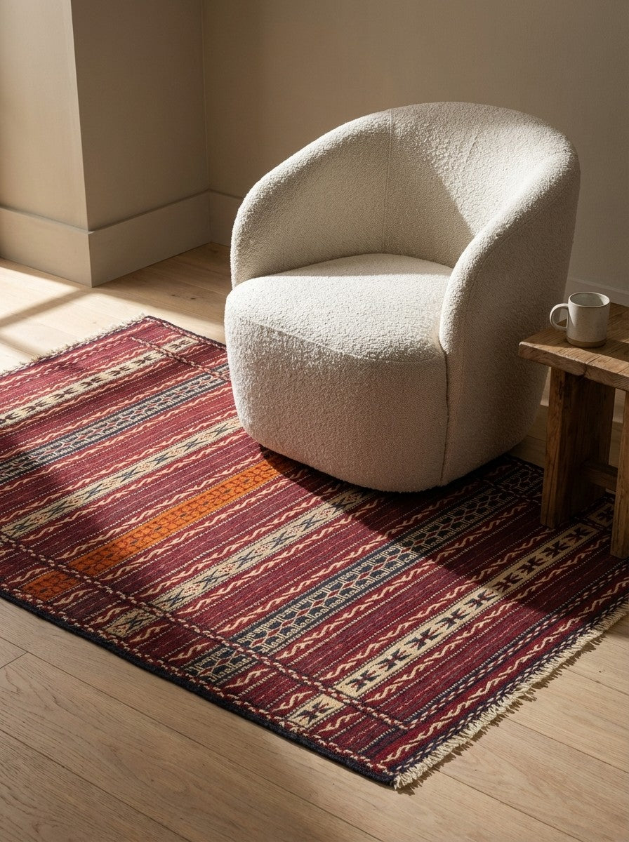 Kelim Kordi — Handmade, 103x149 cm, Multicolor, 100% Virgin Wool | Detail view