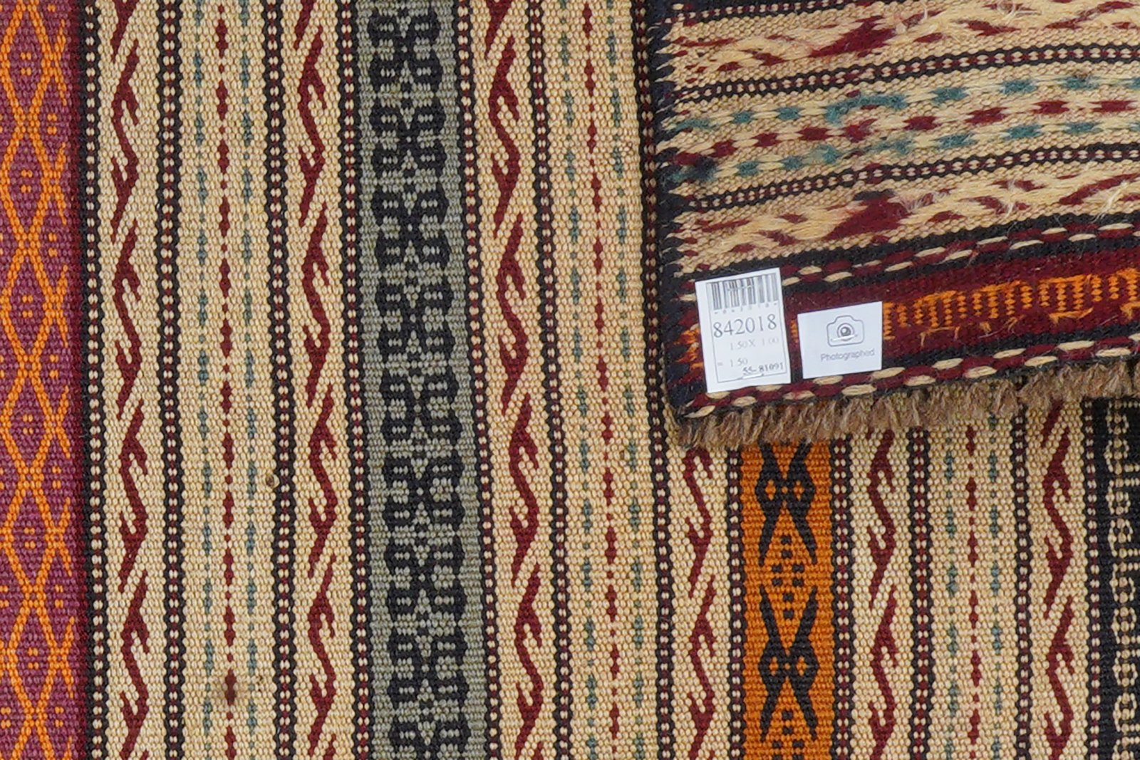Kelim Kordi — Handmade, 100x150 cm, Beige, 100% Virgin Wool | View 5