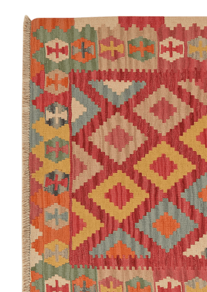 Kelim Gashgai — Handmade, 106x158 cm, Pink, 100% Virgin Wool | View 3