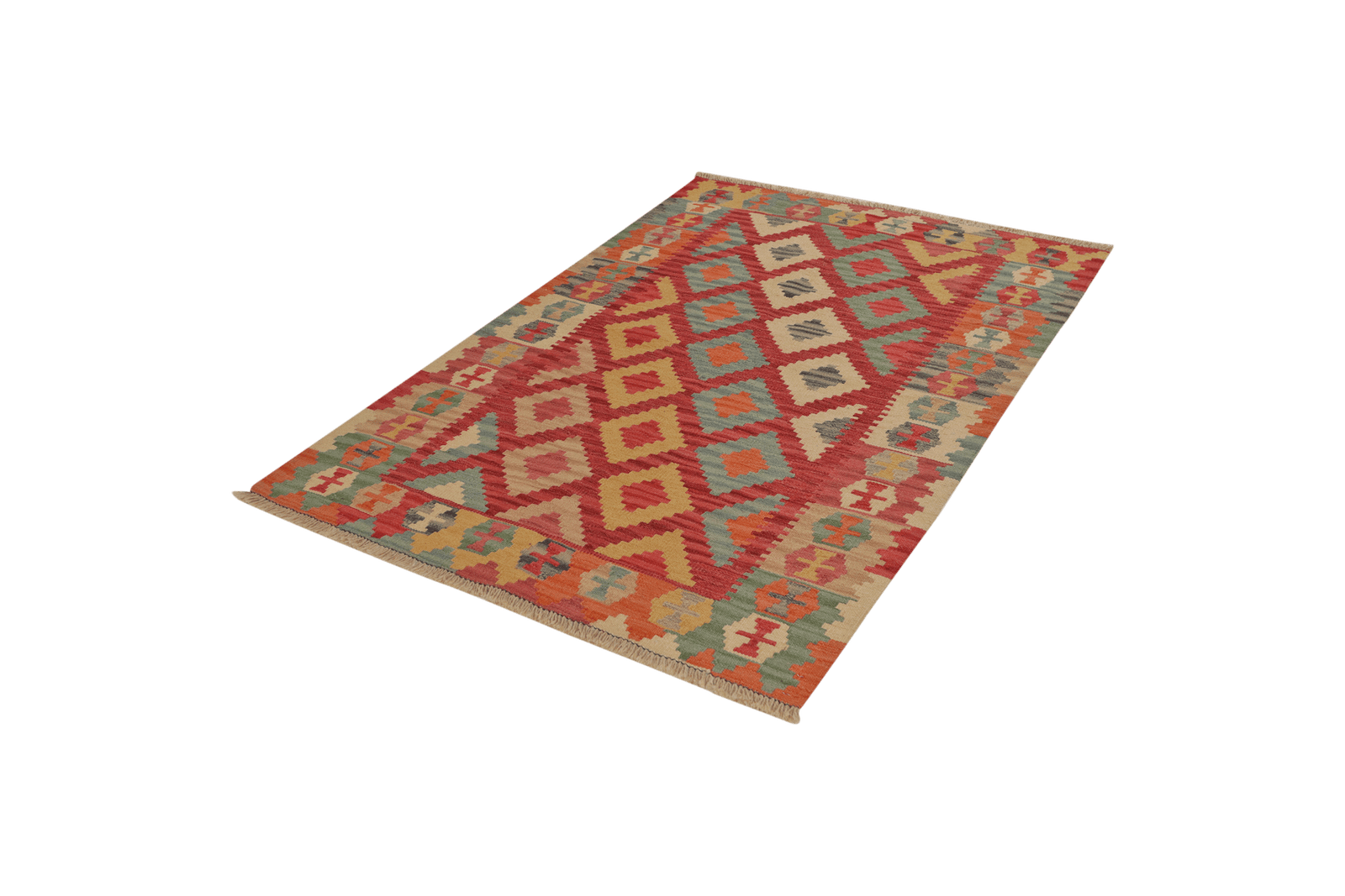 Kelim Gashgai — Handmade, 106x158 cm, Pink, 100% Virgin Wool | View 5