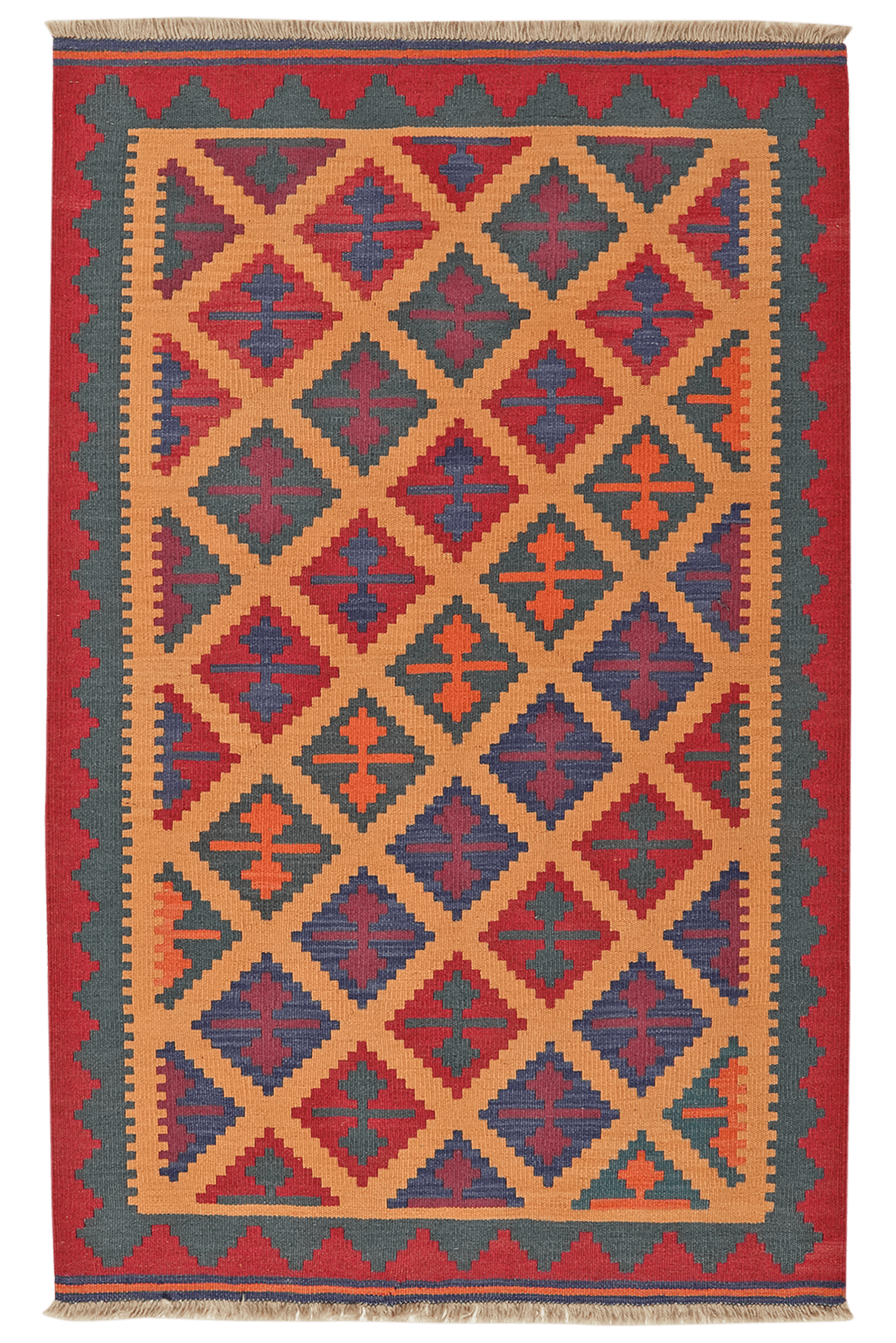 Kelim Gashgai — Handmade, 107x167 cm, Beige, 100% Virgin Wool | Main view