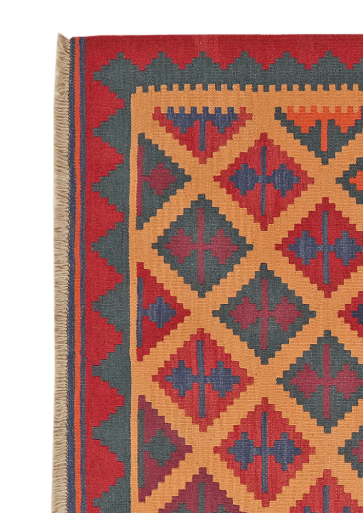 Kelim Gashgai — Handmade, 107x167 cm, Beige, 100% Virgin Wool | View 3
