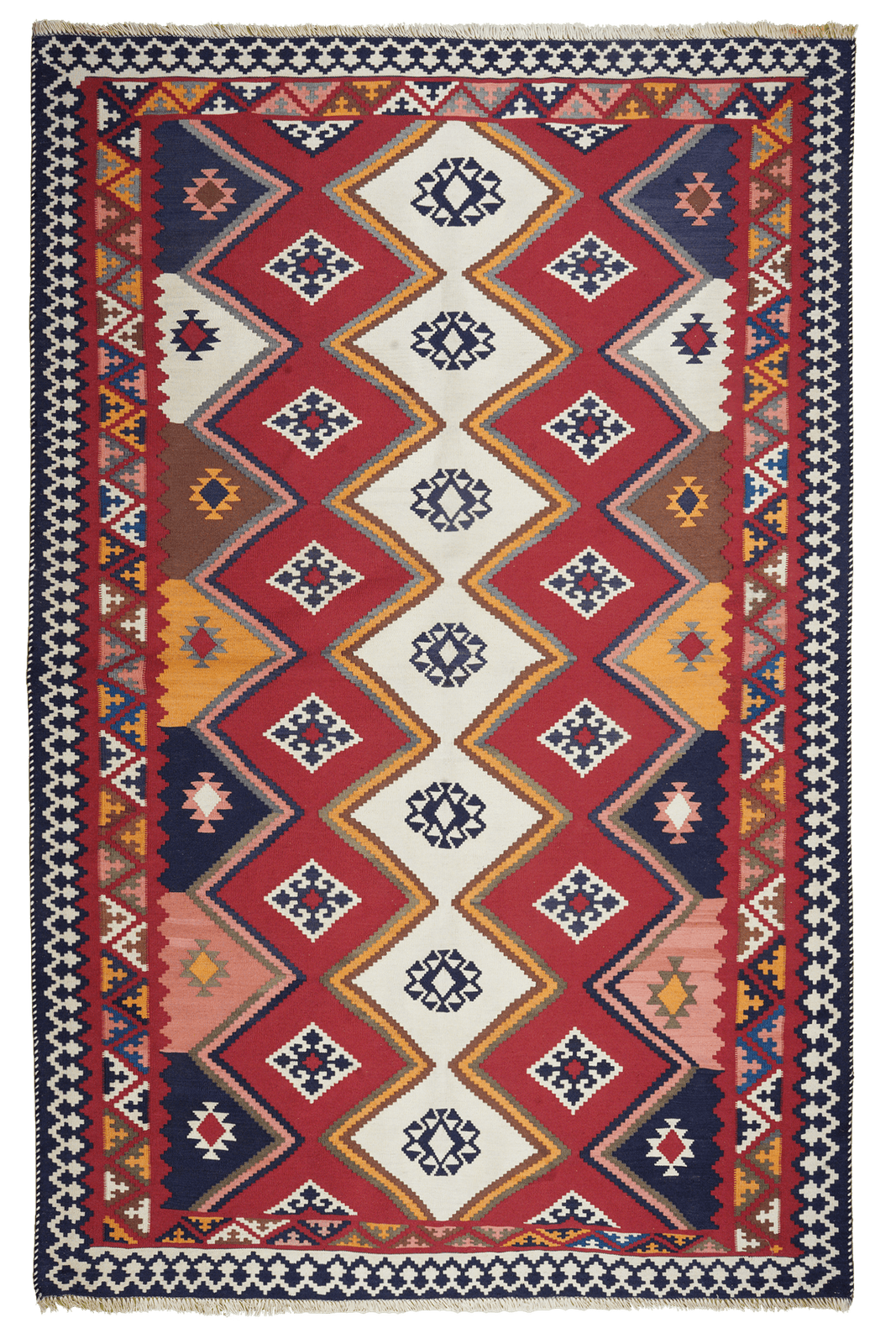 Kelim Gashgai Old — Handmade, 159x246 cm, Red, 100% Virgin Wool | Main view