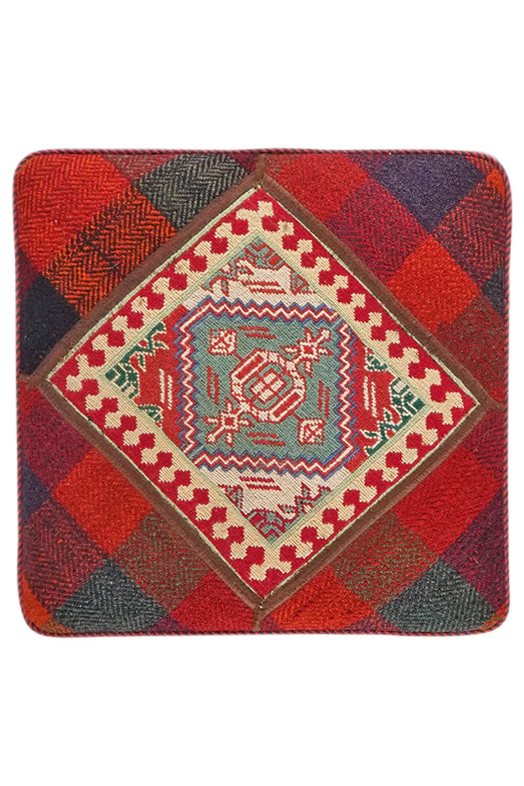 Kelim Pouf — Handmade, 47x47 cm, Multicolor, 100% Virgin Wool | View 7
