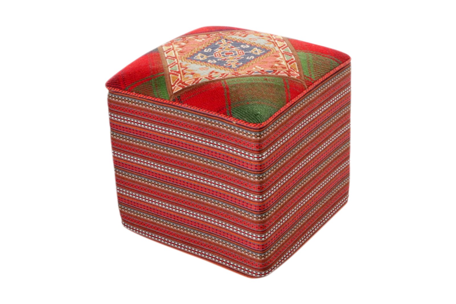 Kelim Pouf — Handmade, 47x47 cm, Multicolor, 100% Virgin Wool | View 6