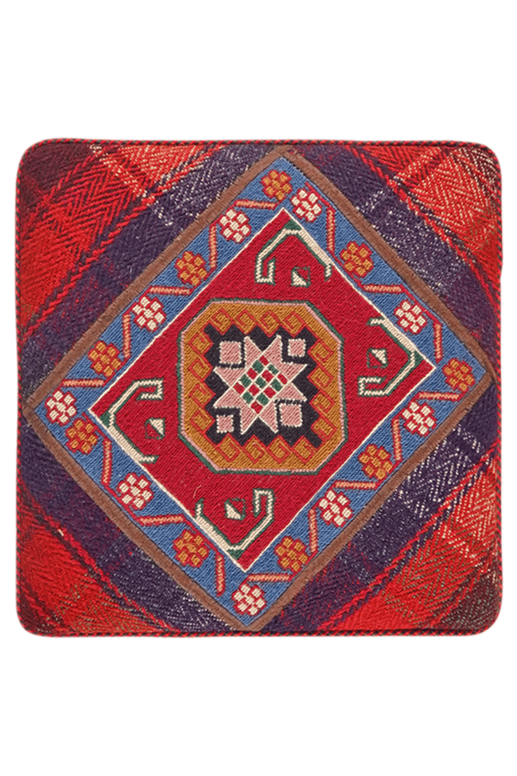 Kelim Pouf — Handmade, 47x47 cm, Multicolor, 100% Virgin Wool | View 7