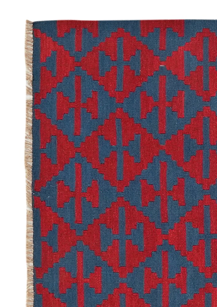 Kelim Gashgai — Handmade, 123x184 cm, Blue, 100% Virgin Wool | View 3