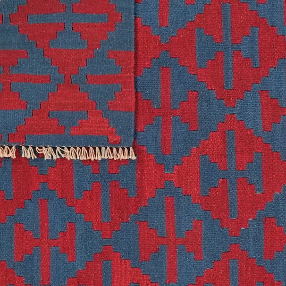 Kelim Gashgai — Handmade, 123x184 cm, Blue, 100% Virgin Wool | View 6