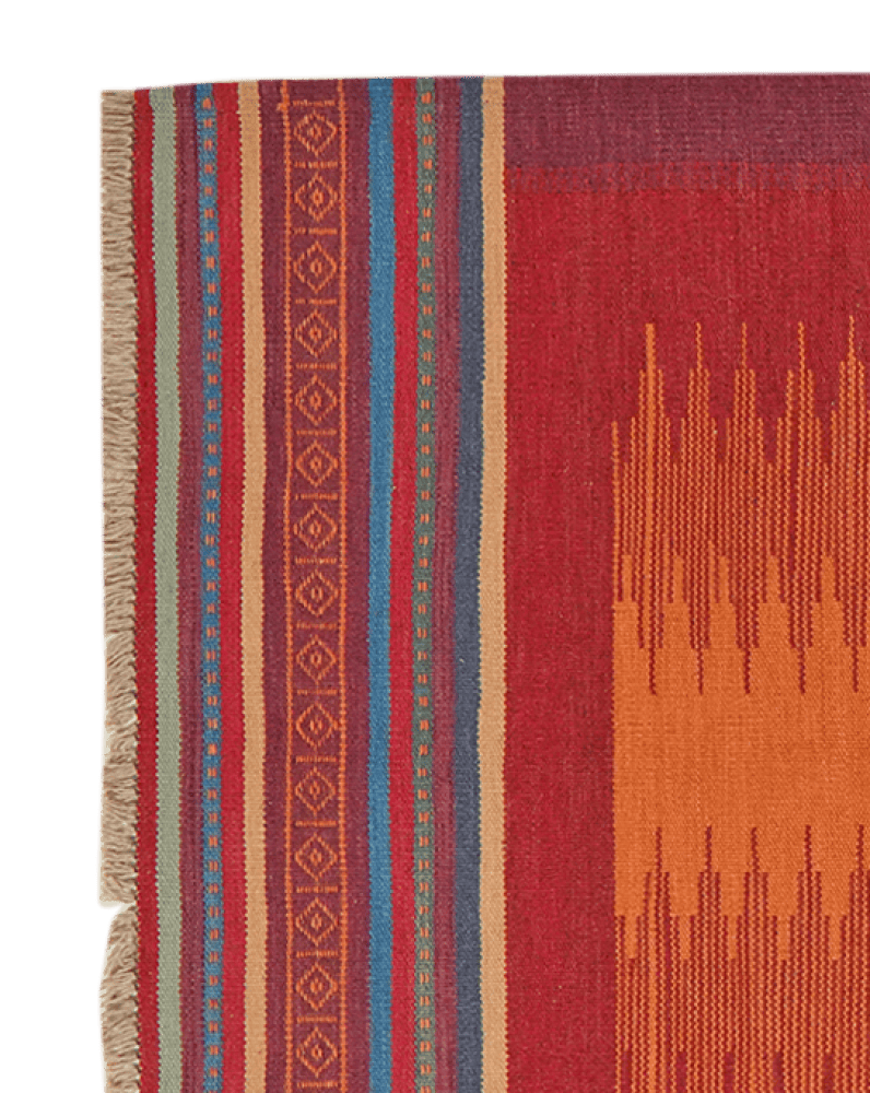 Kelim Gashgai — Handmade, 107x248 cm, Orange, 100% Virgin Wool | View 3