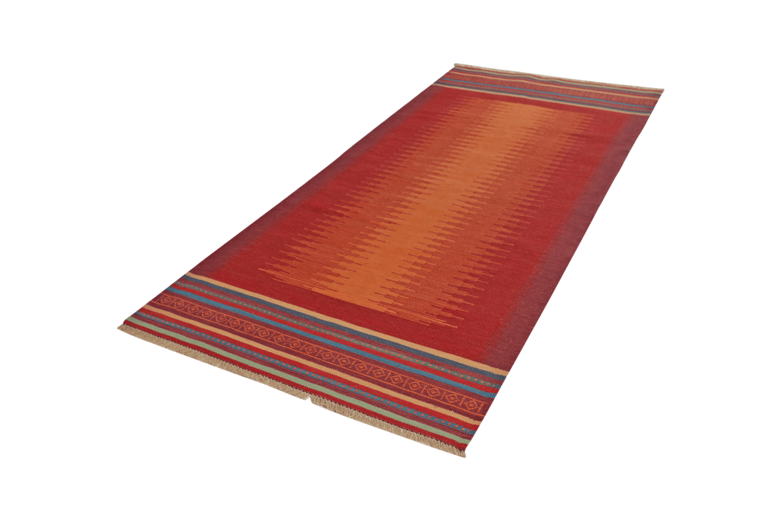 Kelim Gashgai — Handmade, 107x248 cm, Orange, 100% Virgin Wool | View 5