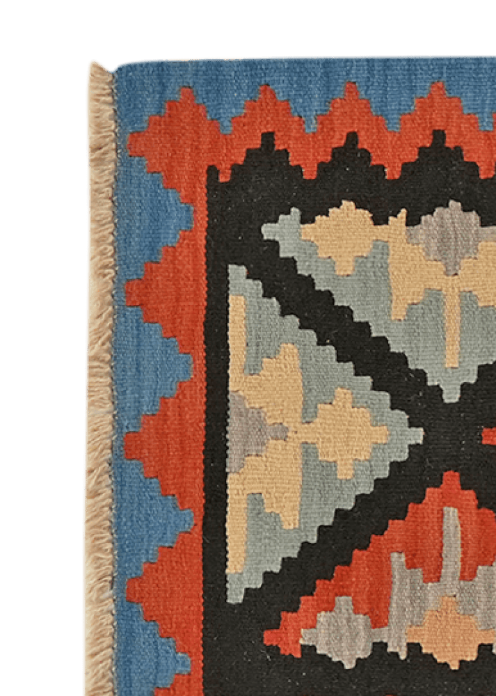 Kelim Gashgai — Handmade, 64x91 cm, Black, 100% Virgin Wool | View 3