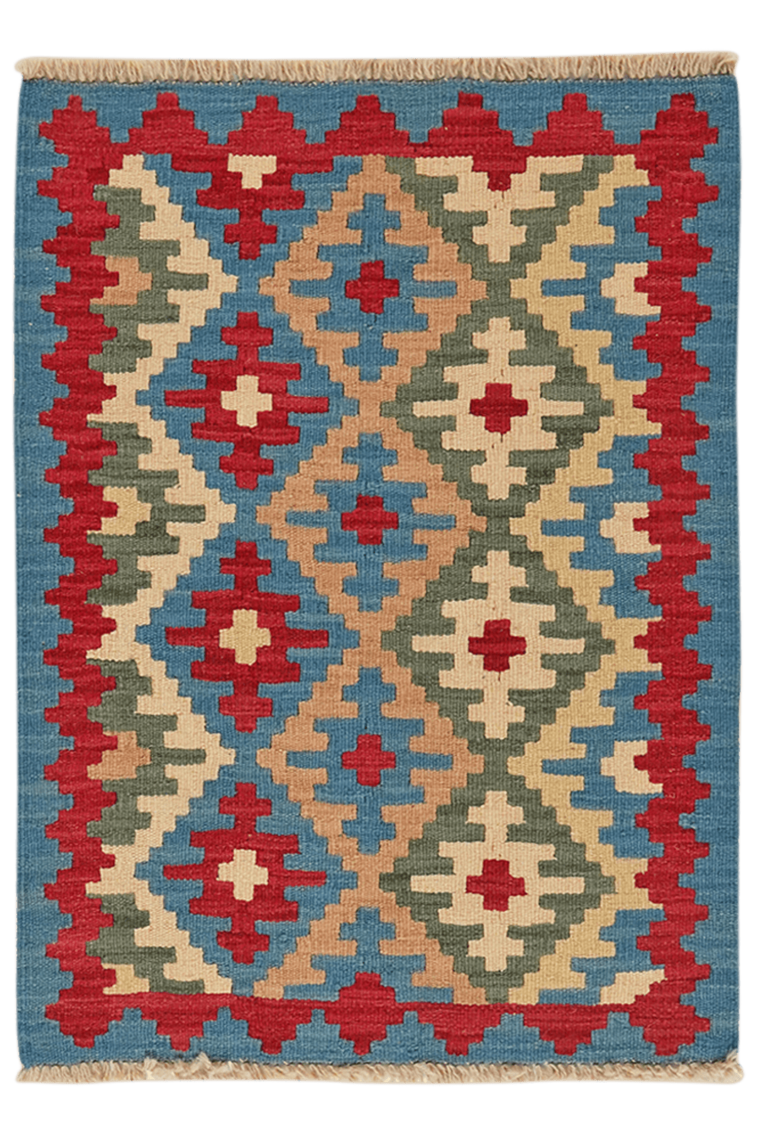 Kelim Gashgai — Handmade, 66x92 cm, Blue, 100% Virgin Wool | Main view